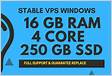 STABLE Windows VPS RDP 16GB RAM 4CORE 250GB SSD for